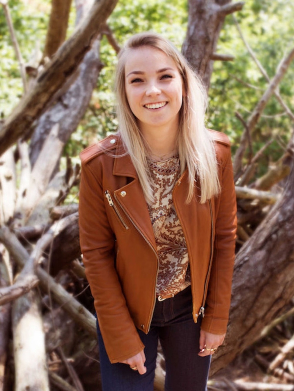IRO Brown Leather Biker Jacket